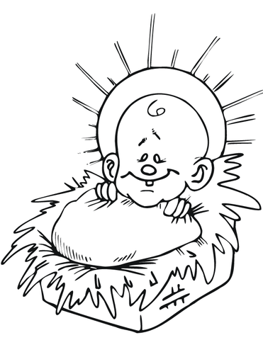 Jesus In A Manger Coloring Page